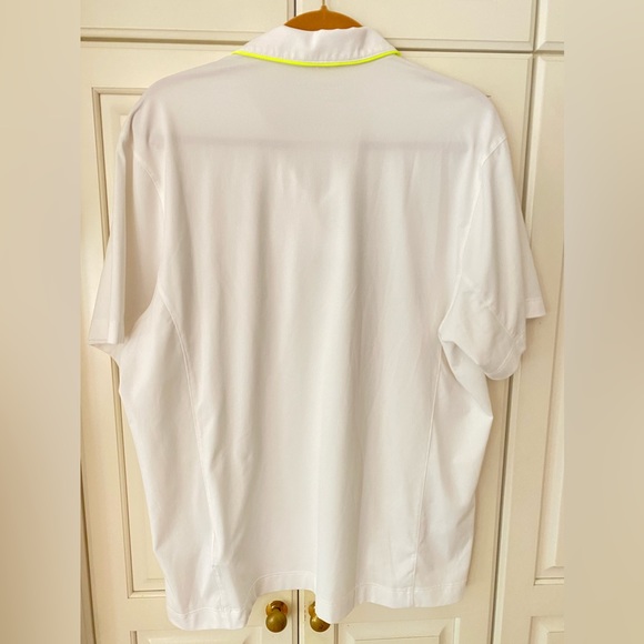 Nike Golf Mens Dri-FIT Polo.chest 45". White neon yellow pipes - Picture 5 of 10